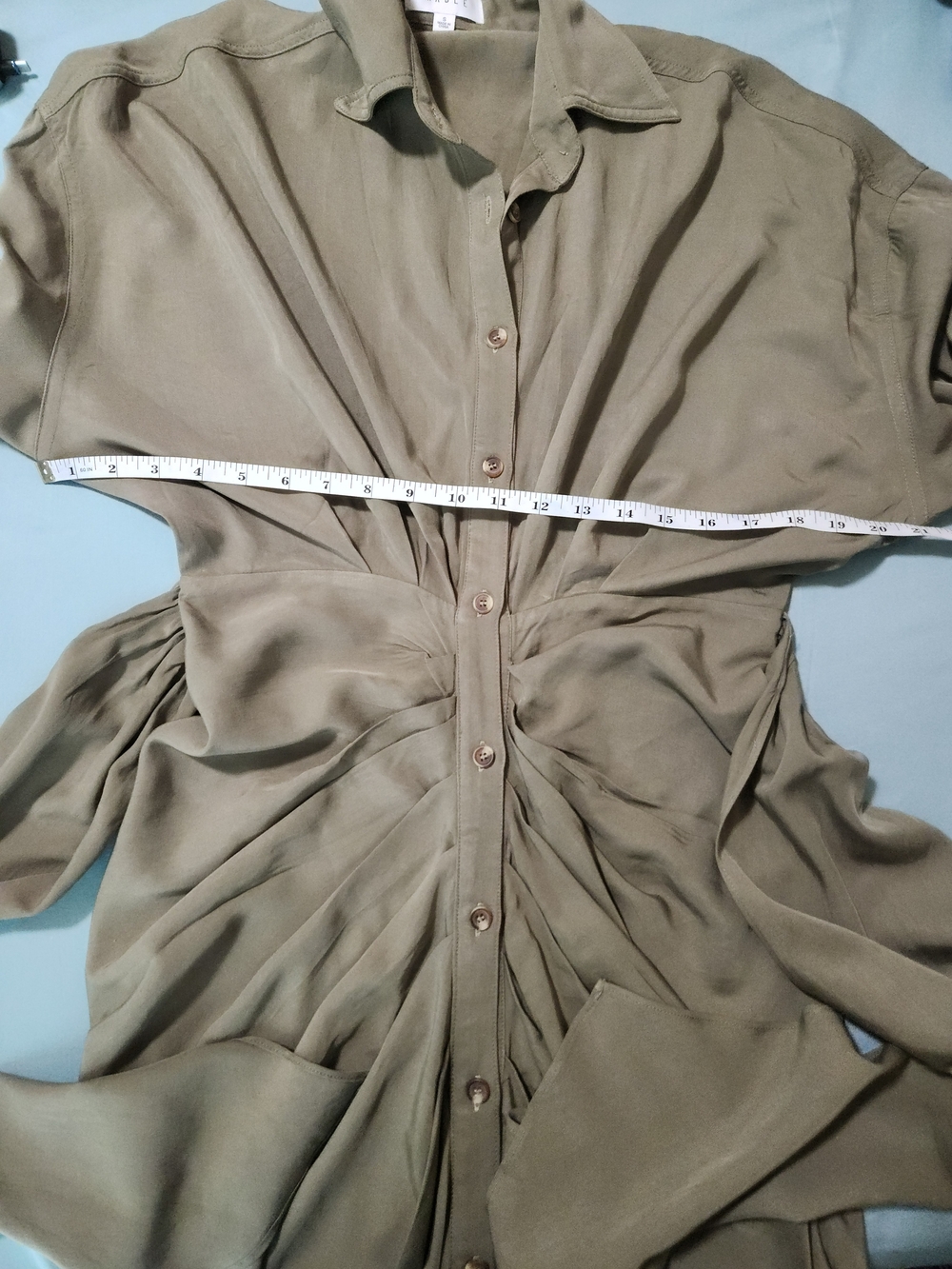 Mable Gwen Tencel Button Down Midi/Maxi Draped Dress In Olive Green Size Small - Picture 8 of 15